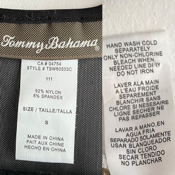 TOMMY BAHAMA Popover Swimwear Coverup Tunic Mini Dress Tassels Black S - Picture 9 of 9